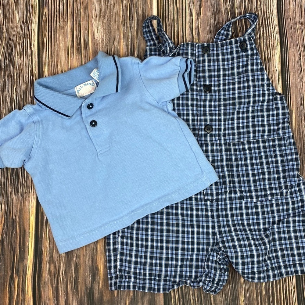 Boy’s Infant Blue Overall Outfit- Size 12 Months